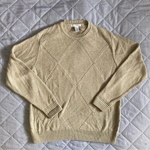 Geoffrey Beene Sweater Men’s Large Cotton Brown Argyle Grandpa